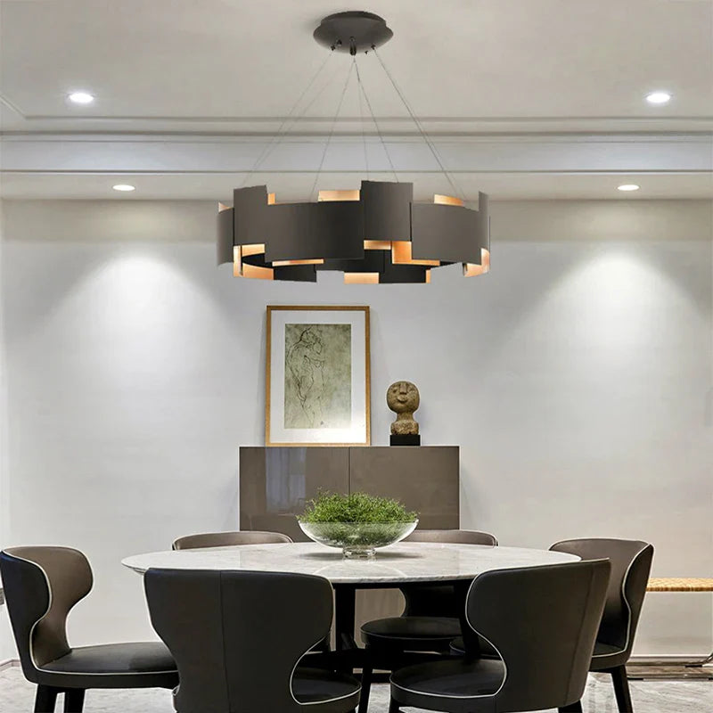 Afralia™ Black Scandinavian Style Ceiling Chandelier LED Lustres for Living Room Bedroom