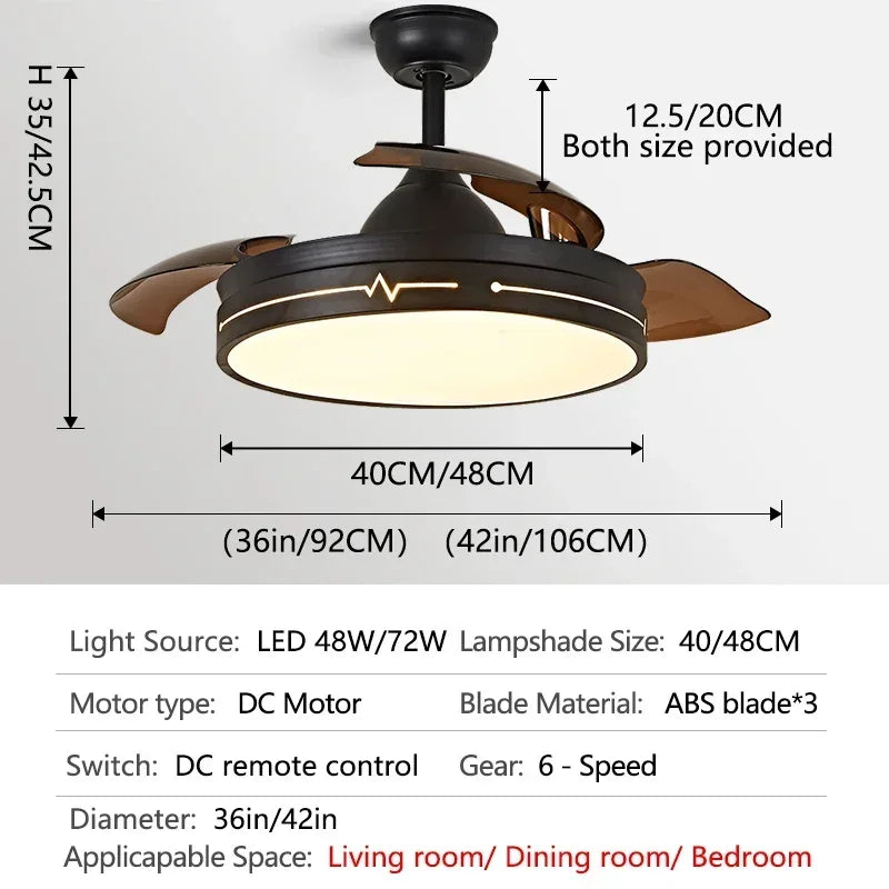 Afralia™ White Ceiling Fan Light with Control, Hidden Design for Bedroom and Restaurant