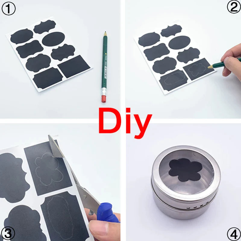 Afralia™ Stainless Steel Spice Jar Set with Magnetic Stickers for Seasoning Organization