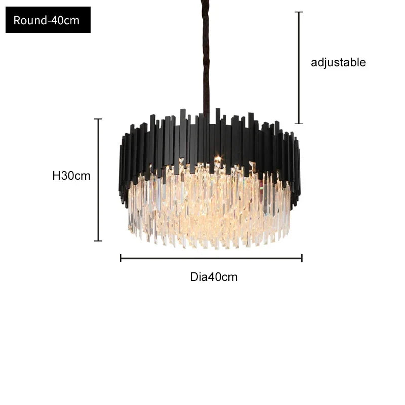 Afralia™ Oval LED Crystal Chandelier: Modern Black Pendant Light for Living Room, Bedroom, Dining Room