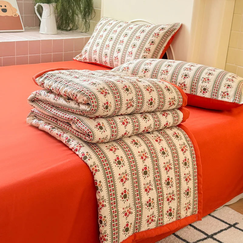 Afralia™ Floral Print Cooling Blanket – Lightweight Polyester Quilted Blanket