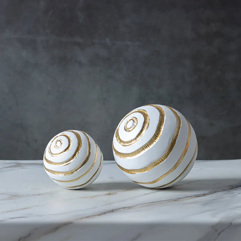 Afralia™ Golden Texture Ball Geometric Sculpture - Abstract Desk Decoration