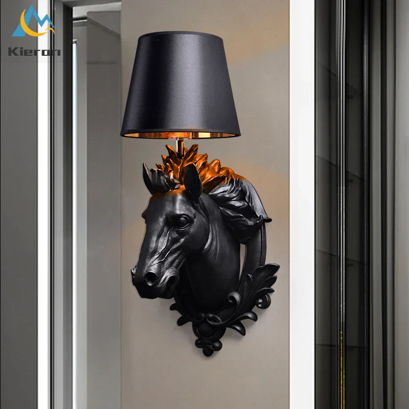 Afralia™ Resin Horse Head LED Wall Lamp for Home Decor