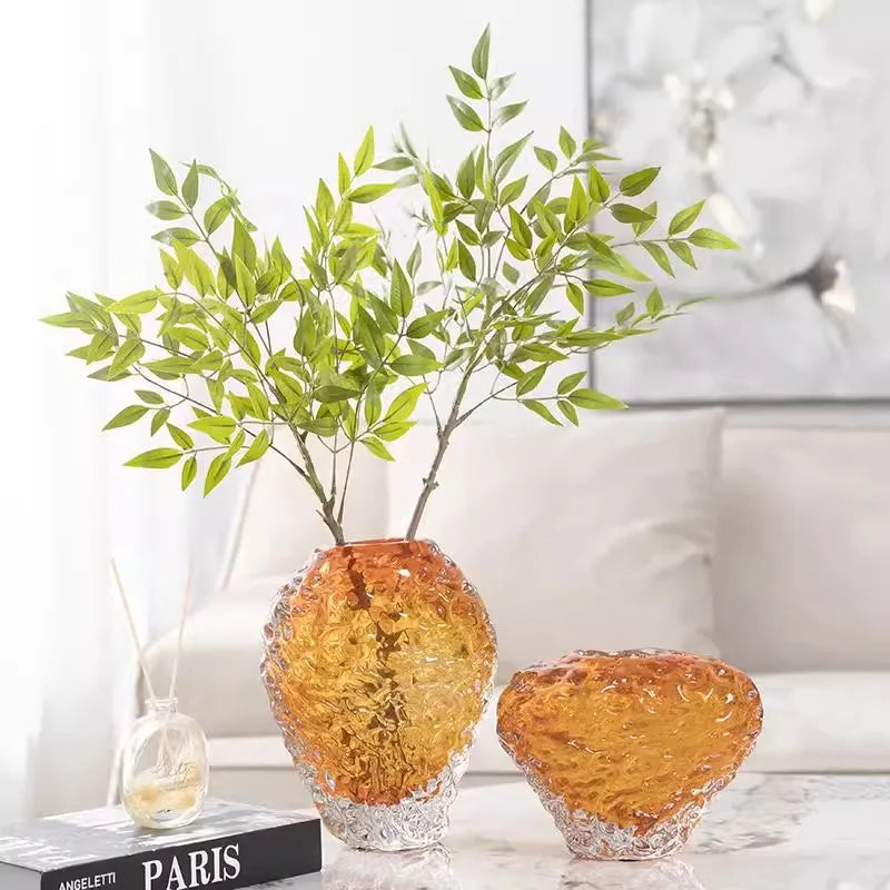 Afralia™ Glass Colored Vase Orange Floral Arrangement Hydroponics Terrarium Home Decor