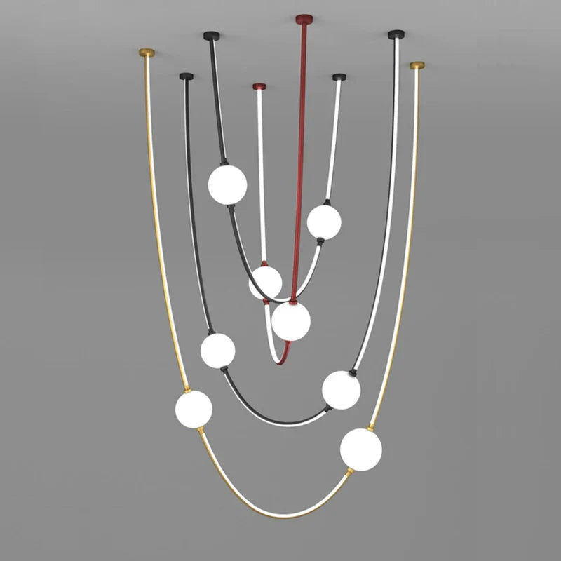 Afralia™ Pingpong LED Chandelier 2024 Dimmable Hanging Light Fixture