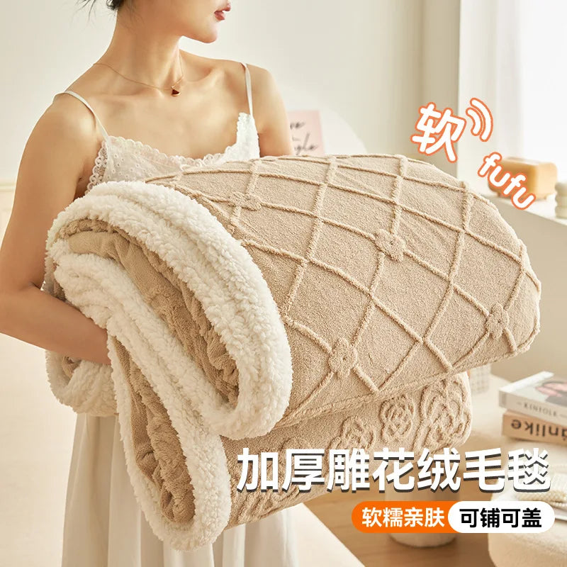 Afralia™ Winter Wool Blanket: Warm, Thick, Soft Bed Cover for Office, Sofa, or Home