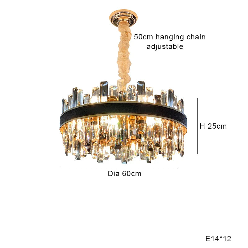 Afralia™ Classic Gray Crystal Chandeliers with LED Lighting for Dining Table