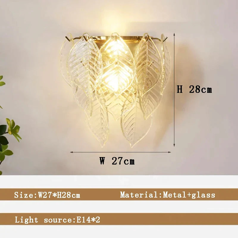 Afralia™ Leaf Glass Chandelier Pendant Light Luxury Dining Room Ceiling Fixture