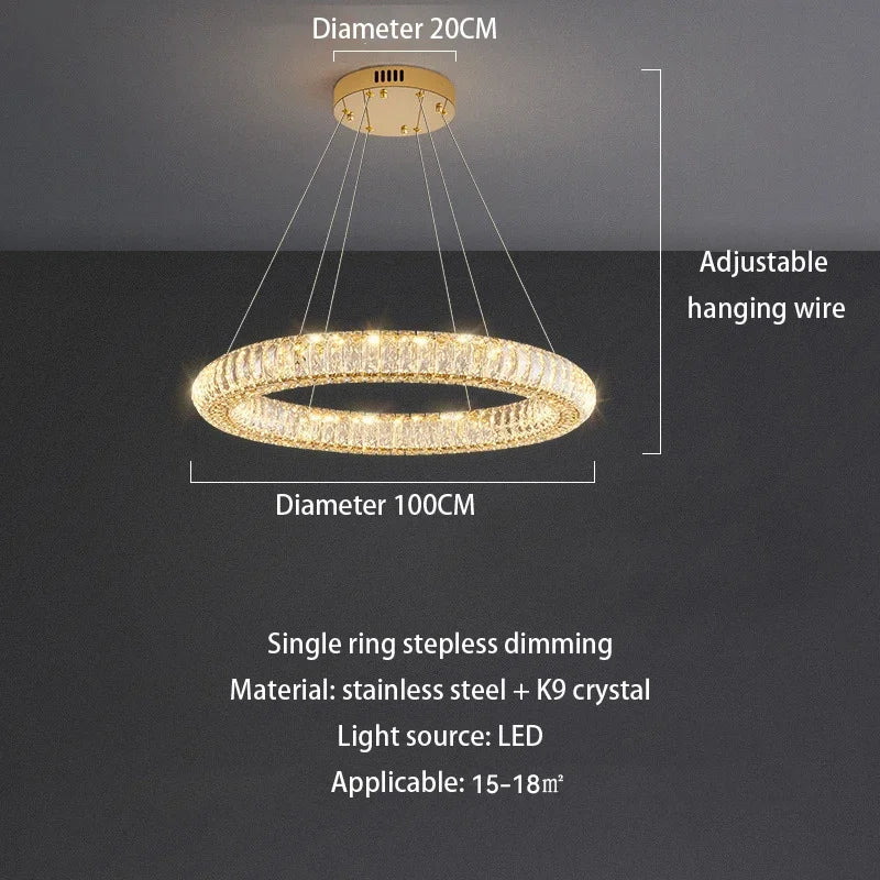 Afralia™ Ring Crystal Chandelier: Luxury Living Room Light for Modern Ambiance