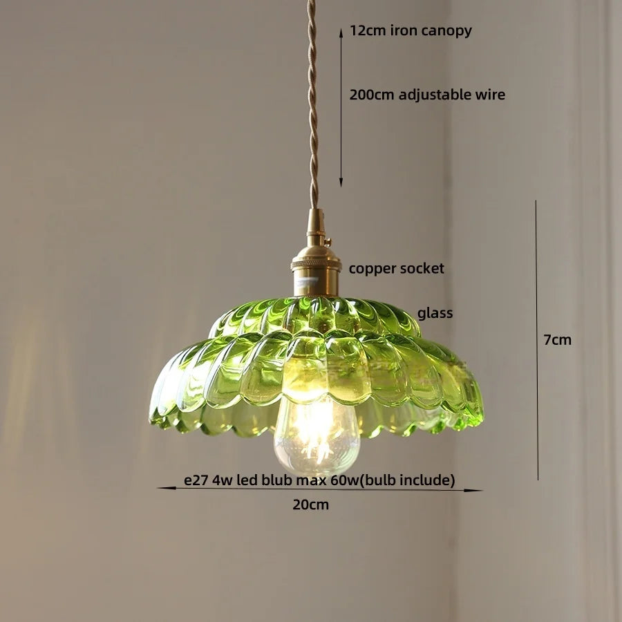Afralia™ Nordic LED Pendant Light Walnut Glass Copper Kitchen Bar Hanging Lamp