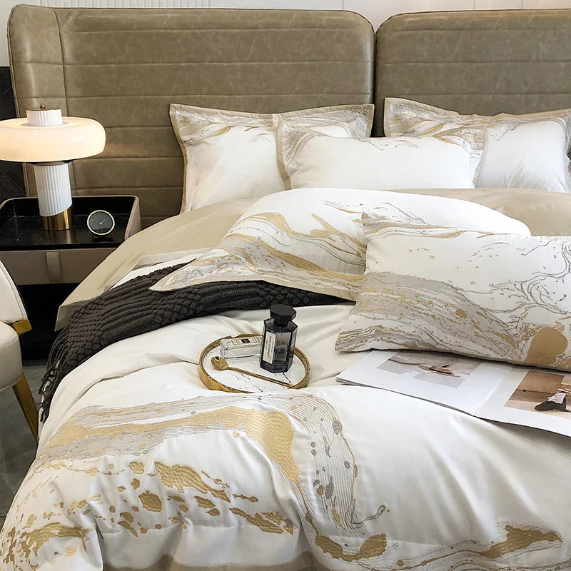 Afralia™ Egyptian Cotton Luxury Bedding Set Quilt Cover Pillow Shams Bedclothes