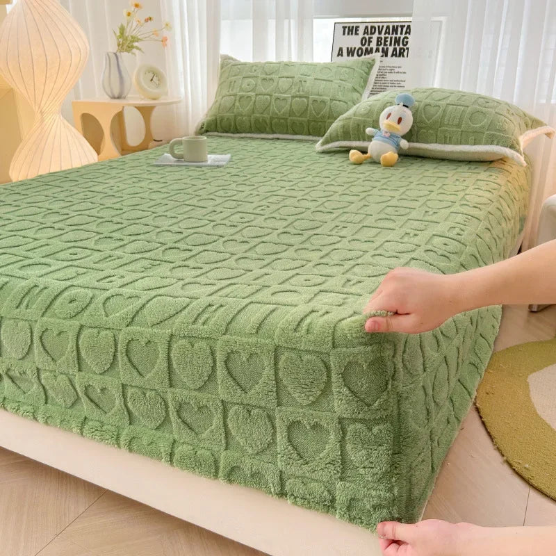 Afralia™ Milk Velvet Fitted Sheet: Soft Fleece Bed Cover for Cozy Winter Nights