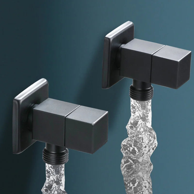 Afralia™ Solid Brass Chrome Black Triangle Toilet Angle Valve 1/2*1/2 Square Bathroom Accessory