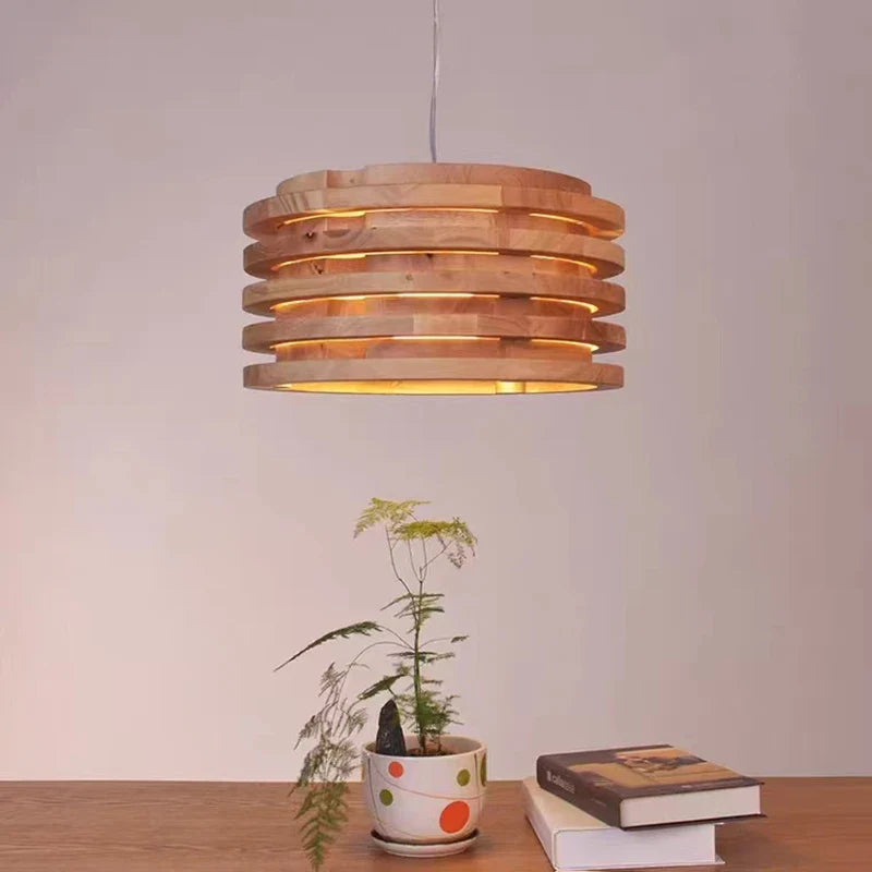 Afralia™ Vintage Wood Pendant Lamp for Restaurant and Cafe Lighting