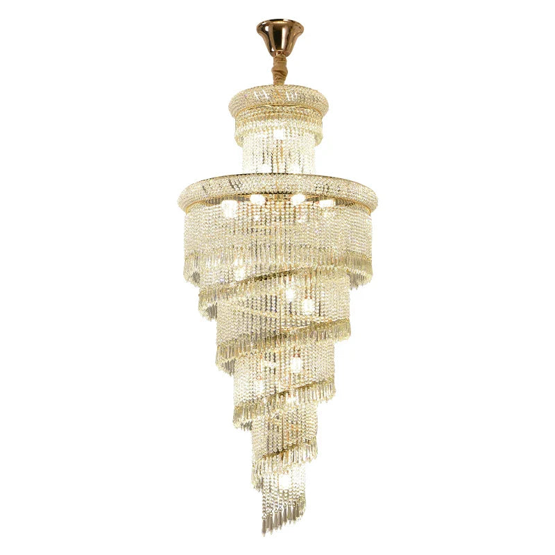 Afralia™ Crystal Spiral Staircase Chandelier for High-end Sales Office Hall Lighting