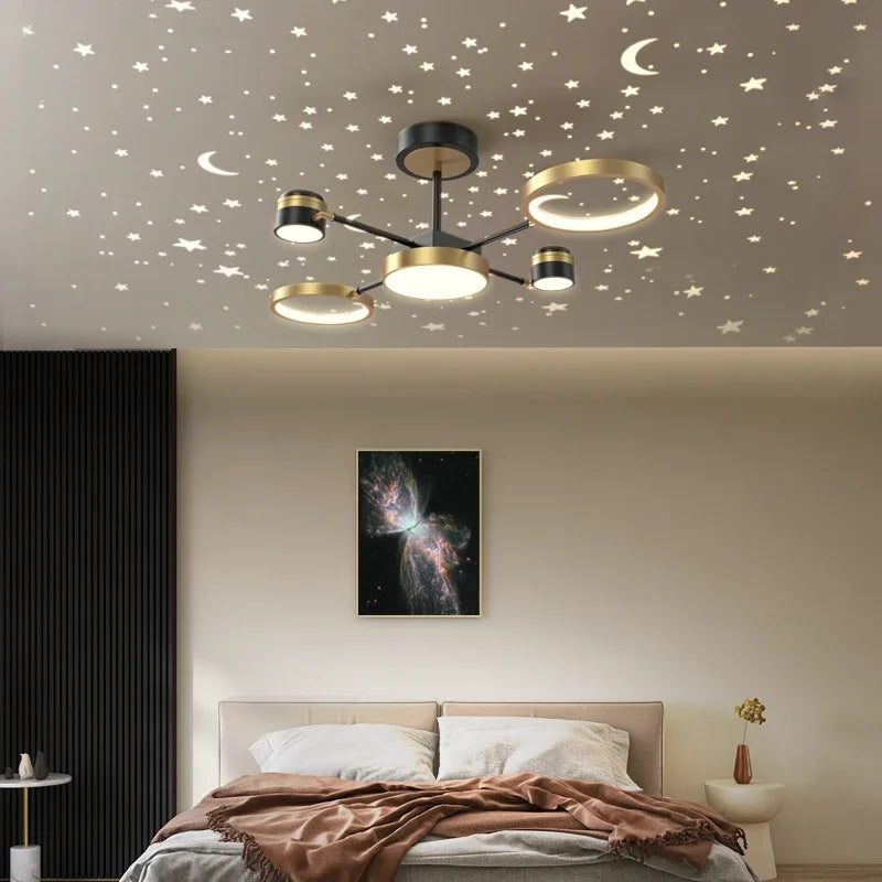 Afralia™ Starry Sky LED Chandelier: Modern Romantic Living Room Bedroom Ceiling Lamp.