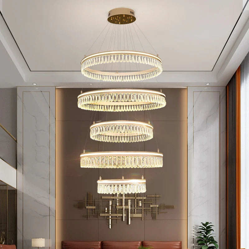Afralia™ Modern Crystal LED Chandelier for Living/Dining Room Decor & Stair Villa