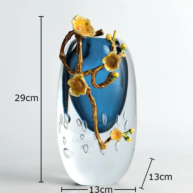 Afralia™ Ocean Heart Glass Vase - Transparent Blue Floral Room Decor