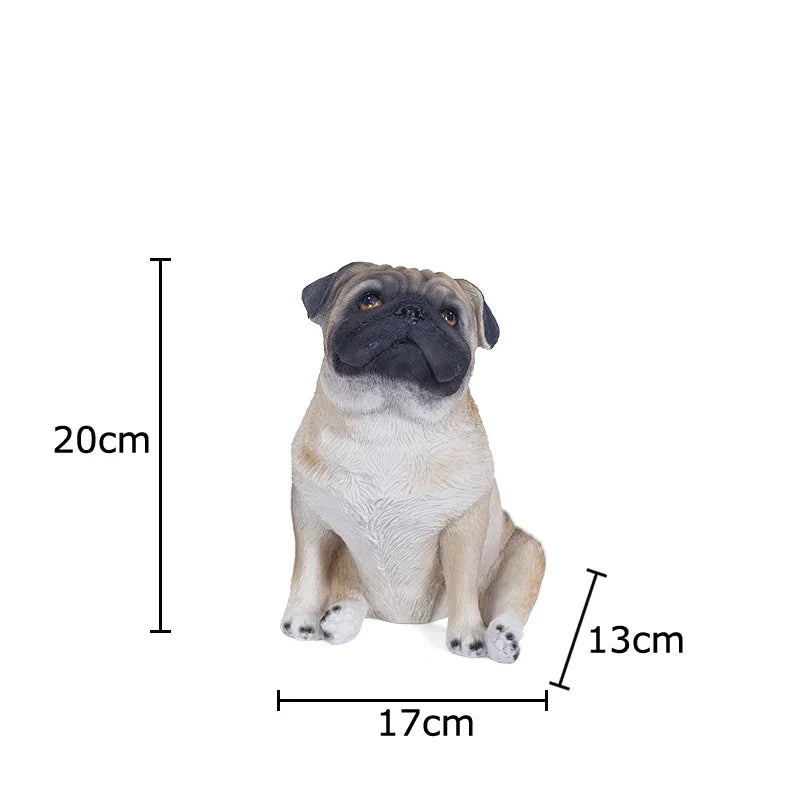Afralia™ Pug Dog Resin Sculpture Desk Ornament Room Decor Aesthetic Statue