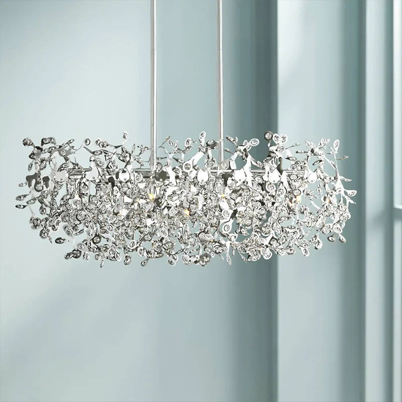 Afralia™ Nordic Chrome Crystal Pendant Lamp for Elegant Home Décor