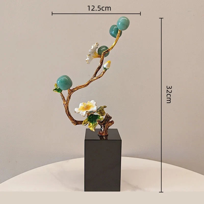 Afralia™ Golden Tree Plum Blossom Crystal Handicraft Décor for Home Settings