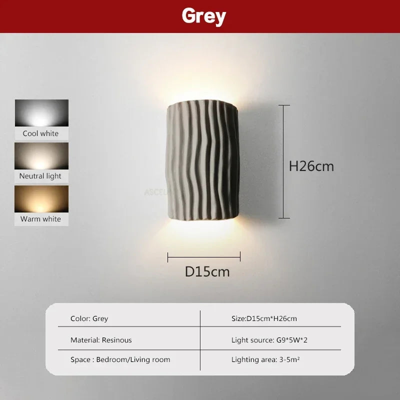 Afralia™ Nordic Wave Resin Wall Lamp Double Head LED Sconces for Home Decoration