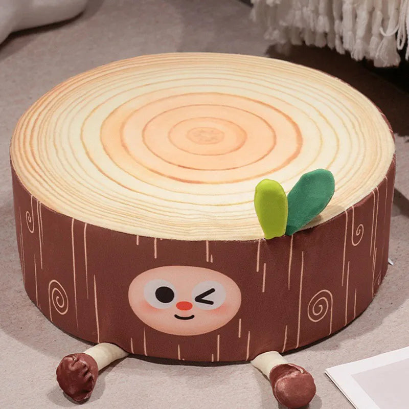 Afralia™ Cartoon Tree Stump Cushion for Bedroom, Sofa & Balcony Decoration