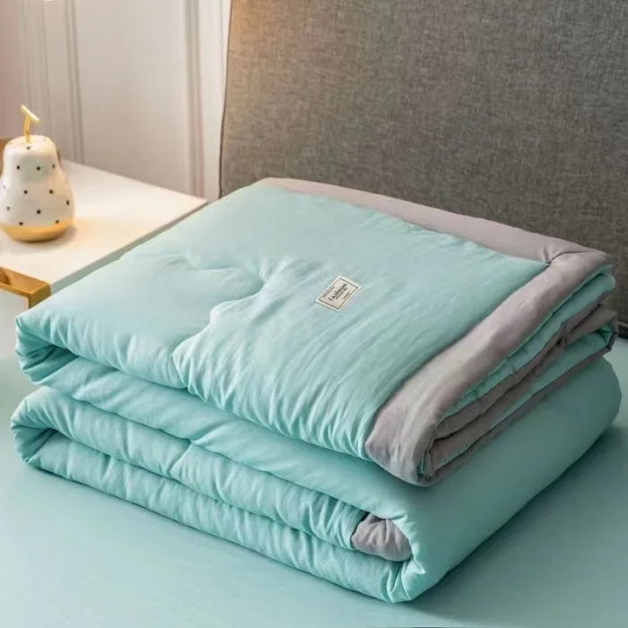 Afralia™ Cooling Cotton Quilt with Washable Core for Single Bed in Dorm