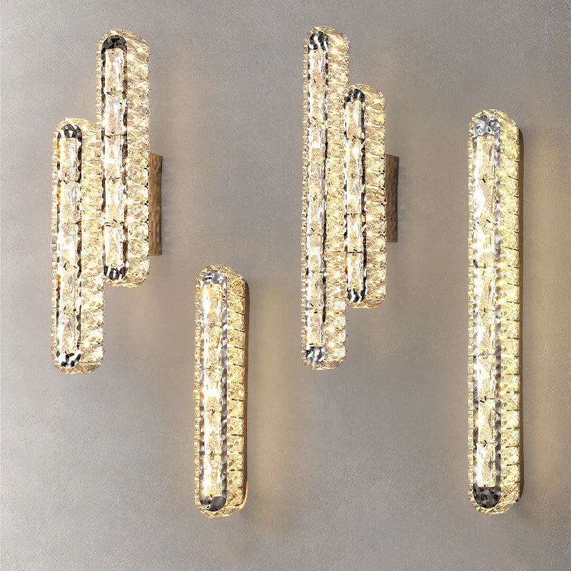 Clear Crystal Wall Lights Sconce by Afralia™ - Modern Design, Chrome Stainless Steel - Ideal for Home & Hospitality