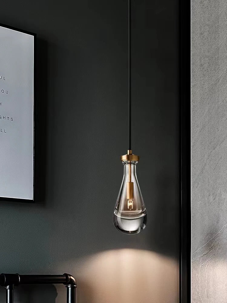 Afralia™ Water Drop Glass Pendant Light: Nordic Brass Finish for Dining Room, Bar, Bedroom Fixtures