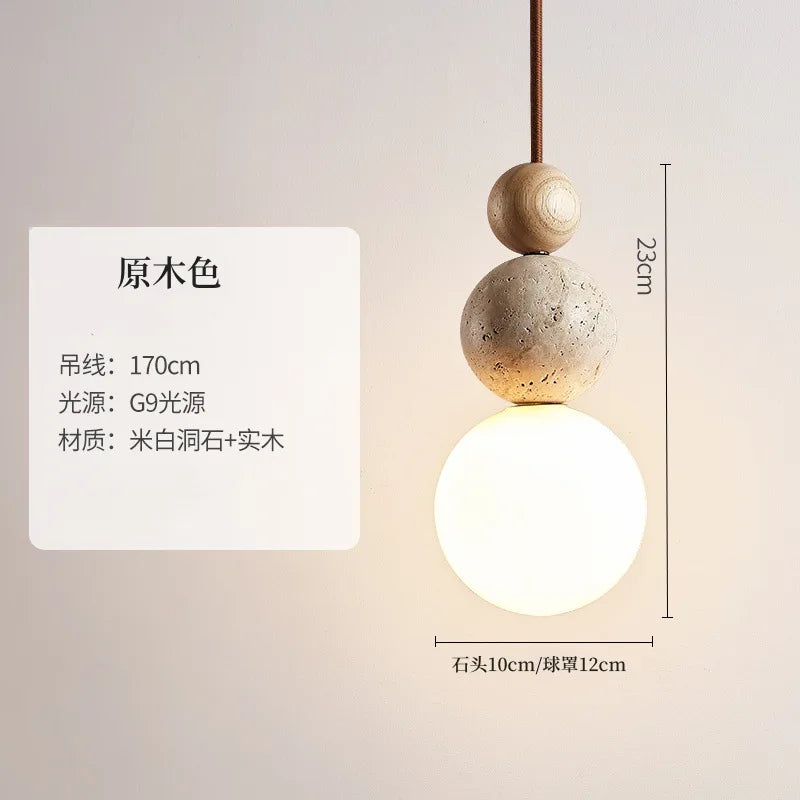 Afralia™ Travertine Stone Pendant Chandelier for Bedroom and Dining Room