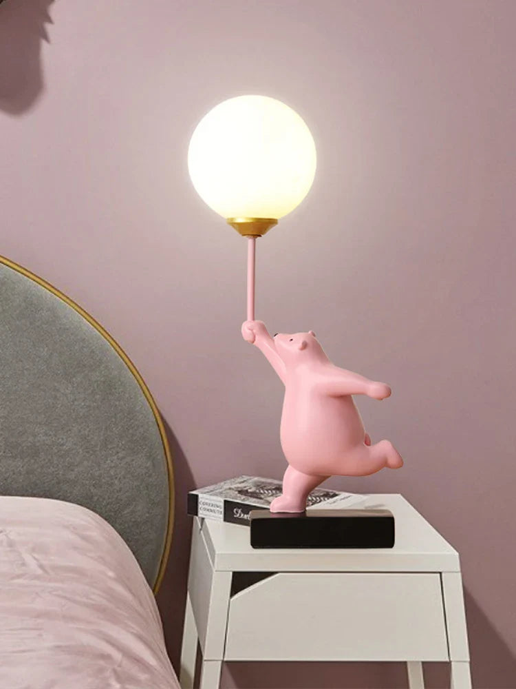 Afralia™ Modern Bear LED Desk Lamp Resin Art Deco Bedroom Living Room Loft Decor