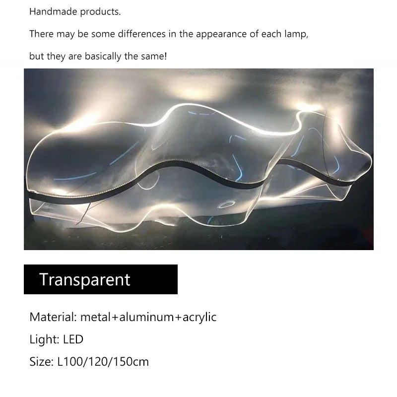 Afralia™ Long Wave LED Pendant Lights Chandelier for Restaurant Bar Dining Room