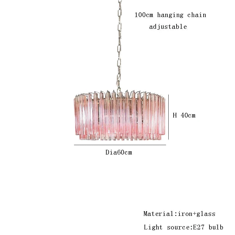 Afralia™ 2025 Pink Glass Chandelier: Classic Kitchen & Living Room Lighting