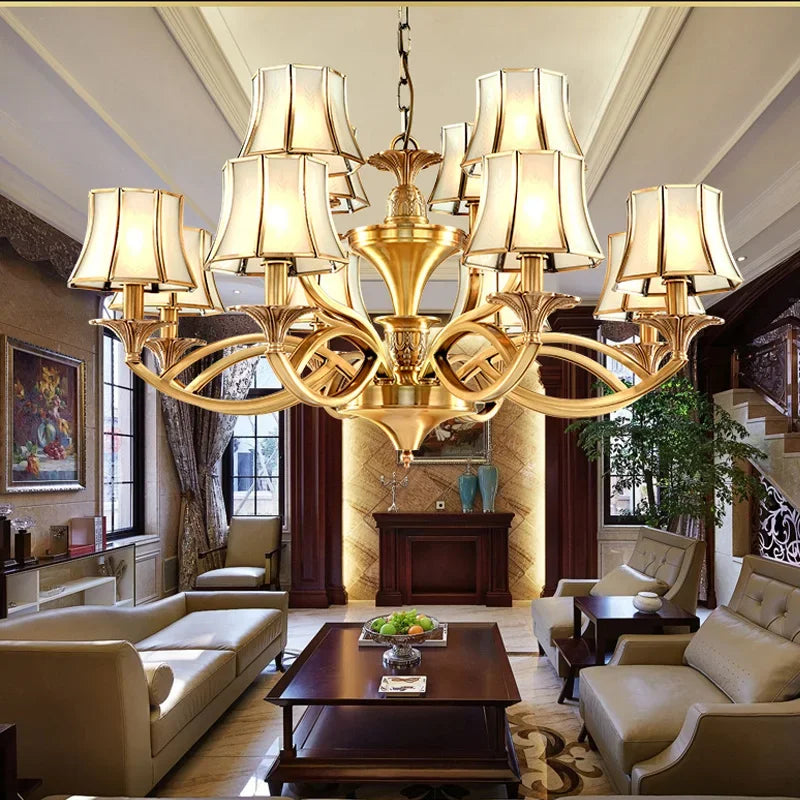 Afralia™ Copper Villa Chandelier Retro Staircase Lighting Home Decor