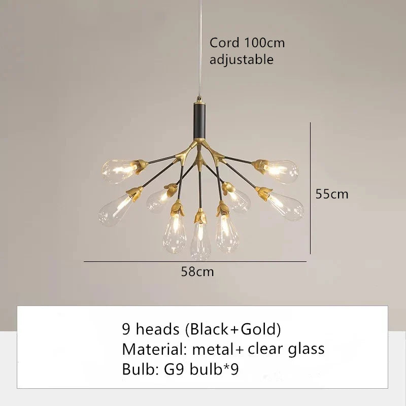 Afralia™ Copper Luxury LED Chandelier - Nordic Glass Fixture for Dining, Bedroom & Home