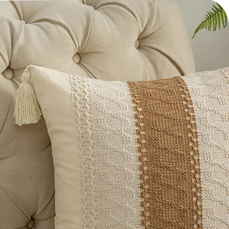 Afralia™ Geometric Tassel Cushion Cover in Cotton and Linen for Living Room and Bedroom