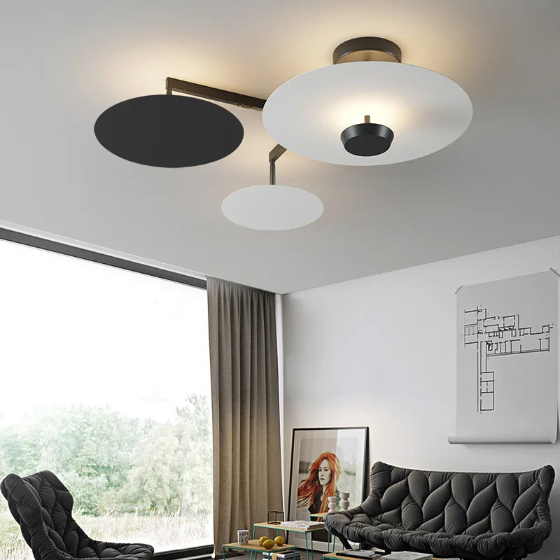 Afralia™ Black Gold Round Chandelier with Remote Control Dimming Ceiling Lights