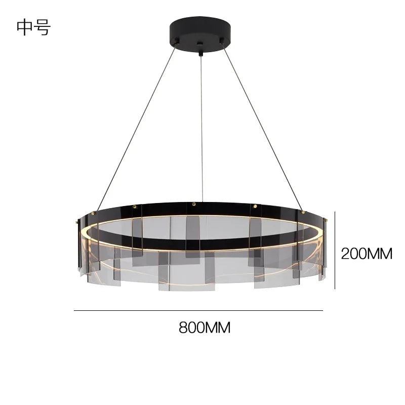 Afralia™ Stratos Glass LED Chandelier Rings for Dining Hall Bedroom Luxury Lighting