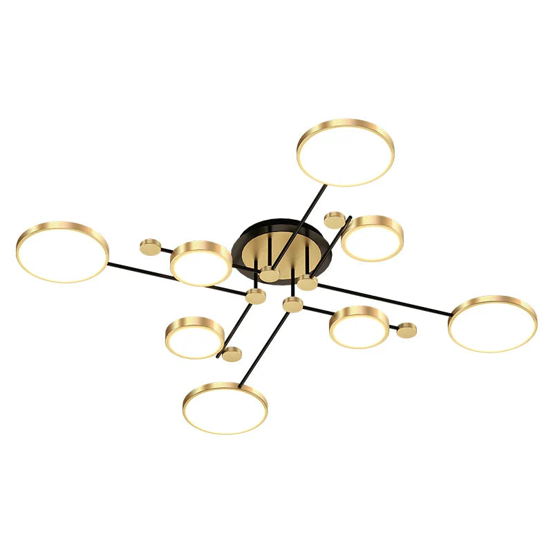 Afralia™ Modern LED Chandelier Gold Black Ceiling Light Dimmable Remote Control Nordic Style