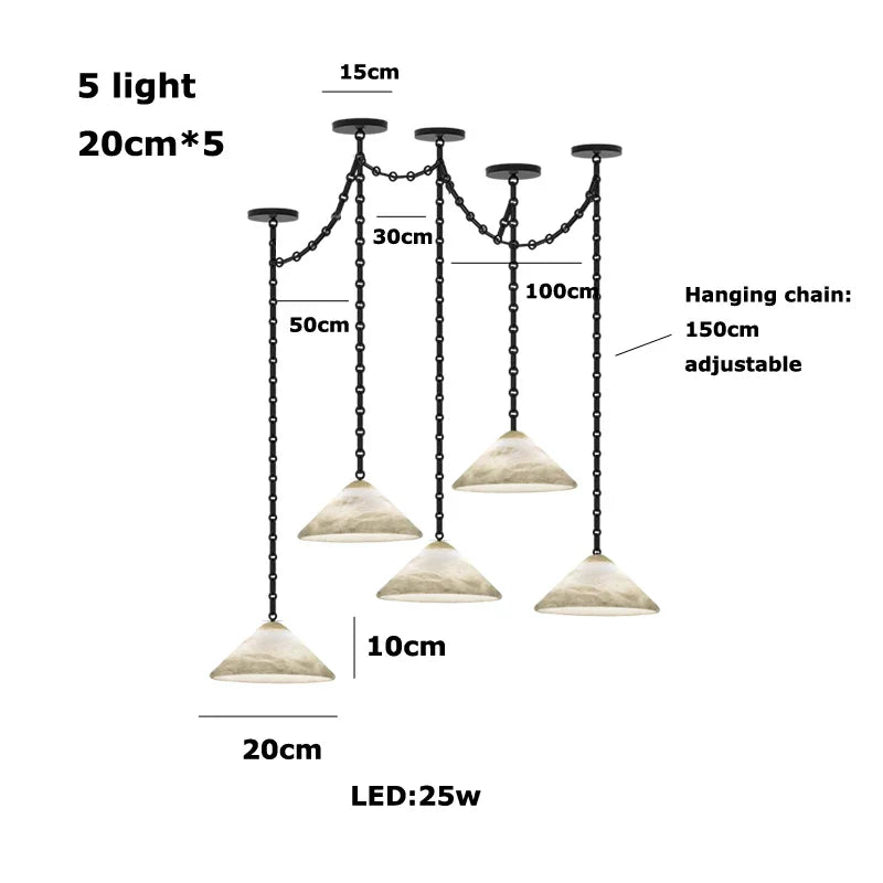 Afralia™ Gold Black Pendant Chain LED Lucite Chandelier - Indoor Bedroom Ceiling Light Fixtures