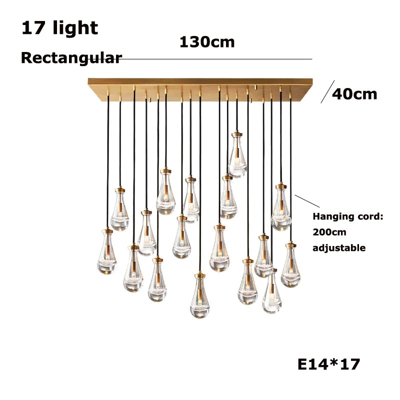Afralia™ New Copper LED Pendant Light for Living Room and Hotel Staircase
