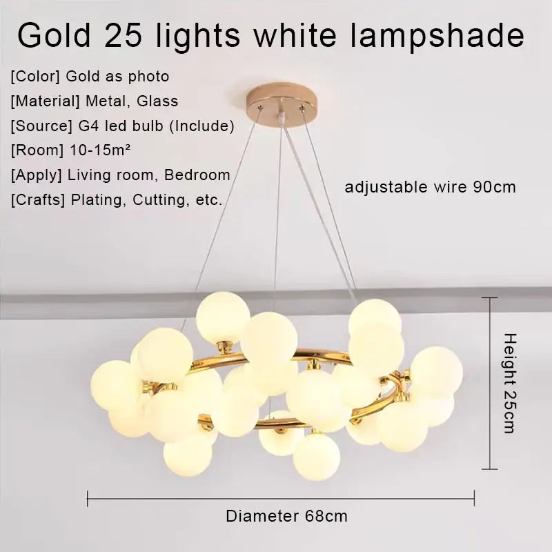 Afralia™ Gold LED Chandelier, Modern Pendant Light for Living Room, Kitchen, Bedroom, Dining Room