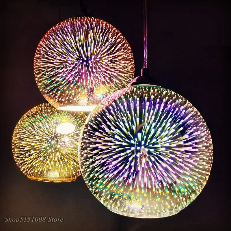 Afralia™ Fireworks Glass Pendant Light for Bar Dining Room Loft, Modern Colorful Design