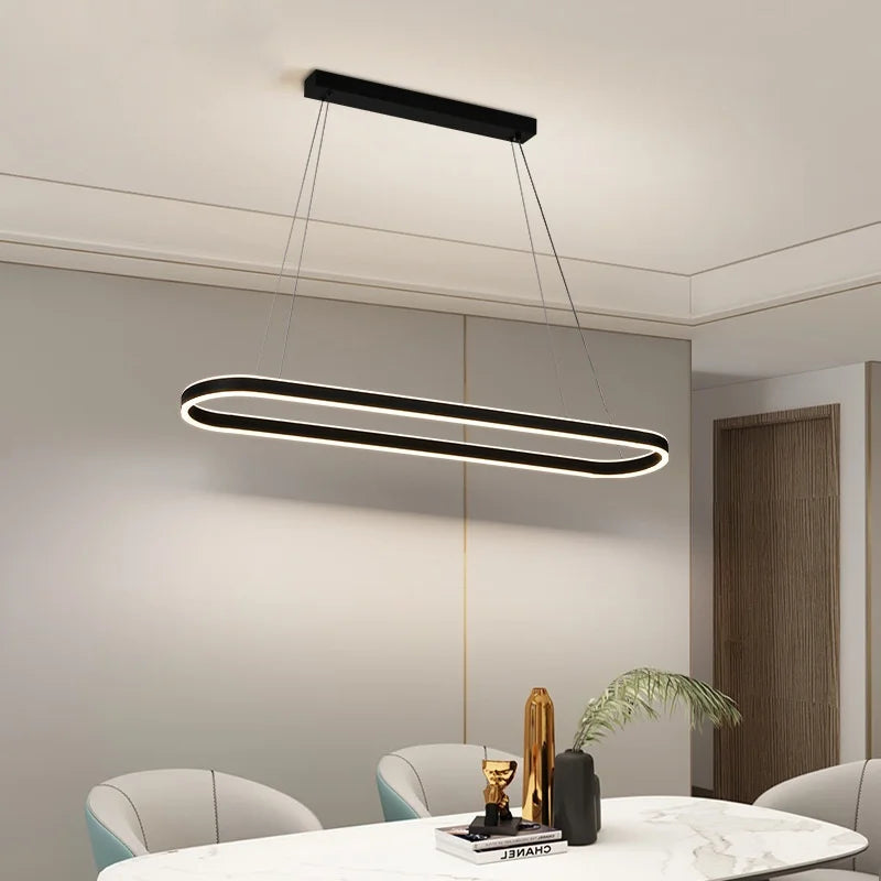 Afralia™ Circle Pendant Chandelier Dimmable LED Lights for Modern Living Room