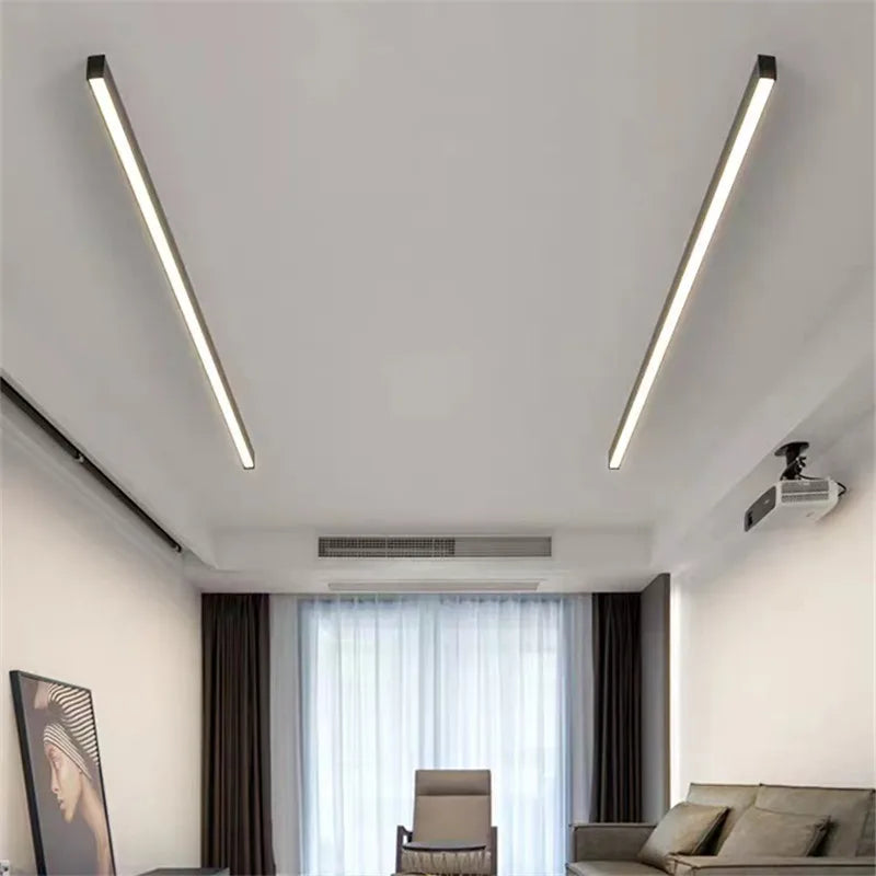 Afralia™ Black Linear LED Ceiling Light for Aisle, Bedroom, Dining, Living Room – Minimalist Design