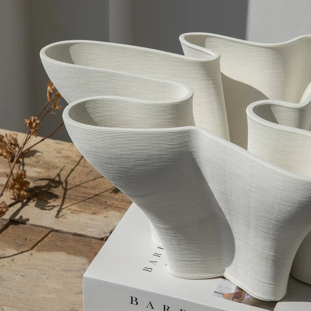 Afralia™ Geometric Fold Ceramic Vase: Abstract Handicraft Sculpture for Home Decoration