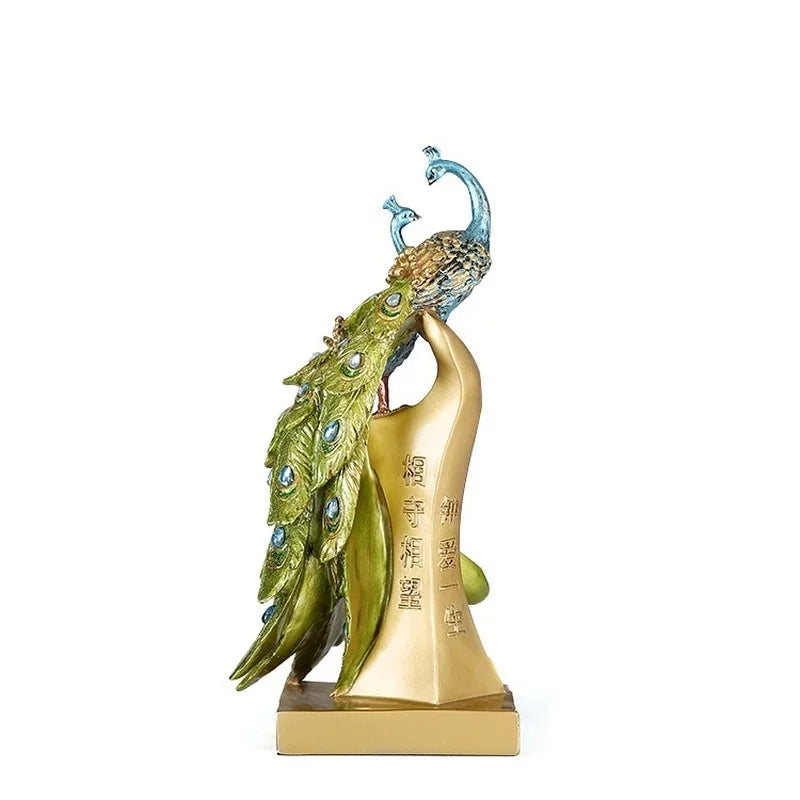 Afralia™ Peacock Open Screen Resin Craft - Modern Living Room Décor & Wedding Gift