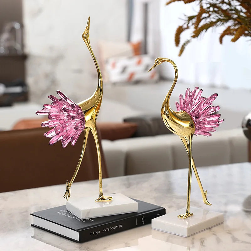 Afralia™ Crystal Bird Metal Handicraft Sculpture Decorative Figurines