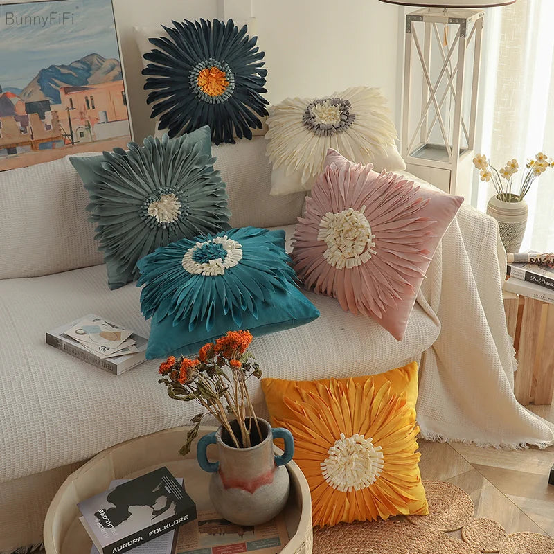 Afralia™ Floral 3D Soft Cushion Covers for Home Decor, Set of 2